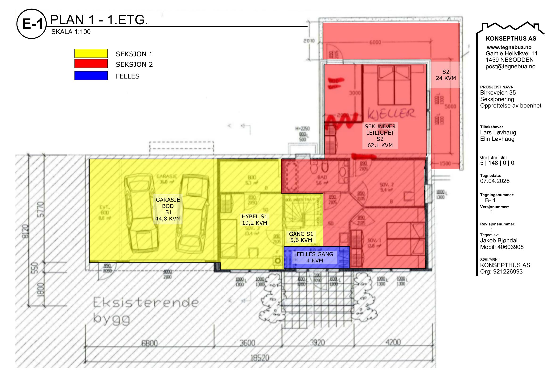 Seksjonering – side 1