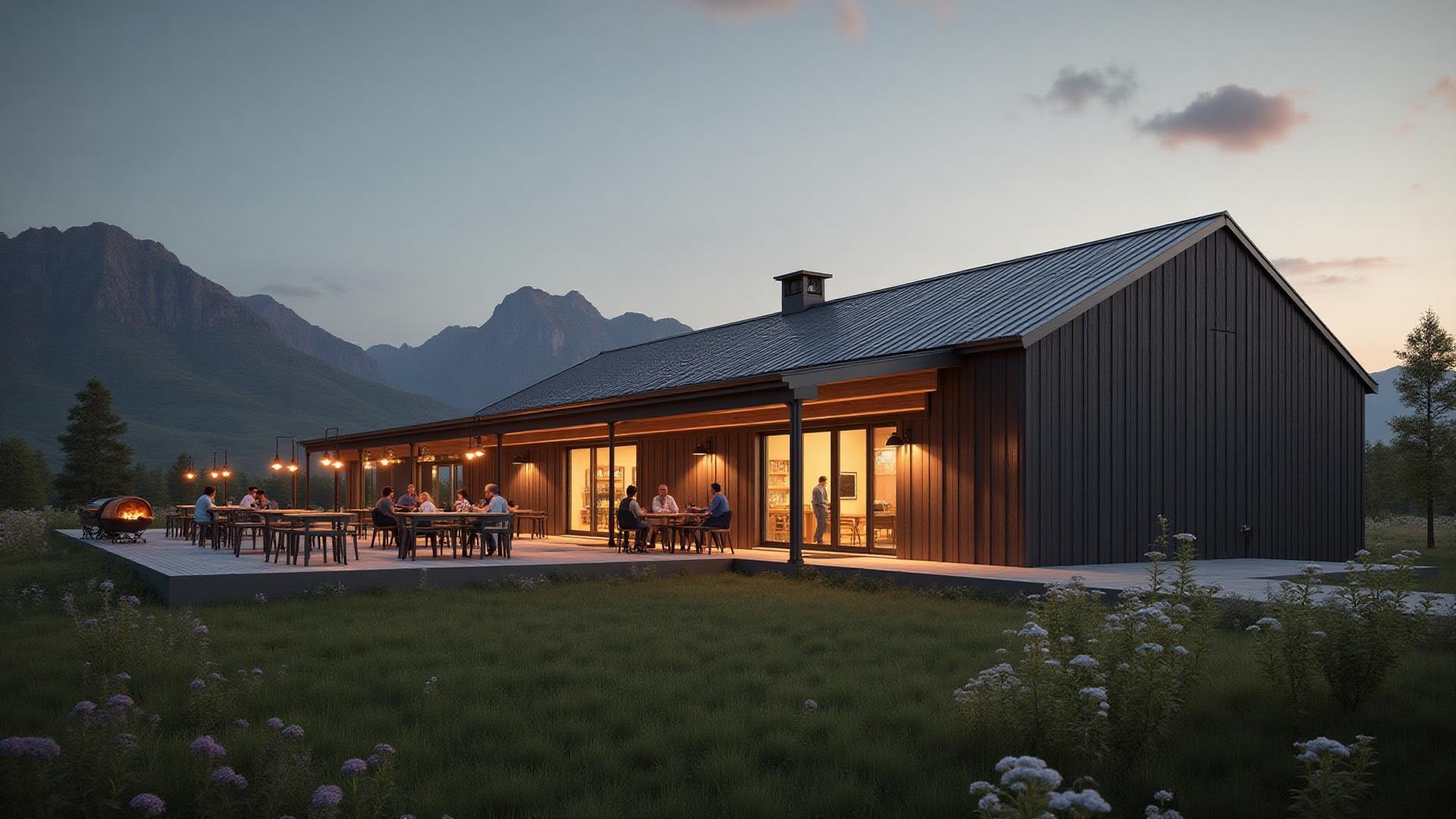 Moderne arkitekttegnet enebolig i landlige omgivelser