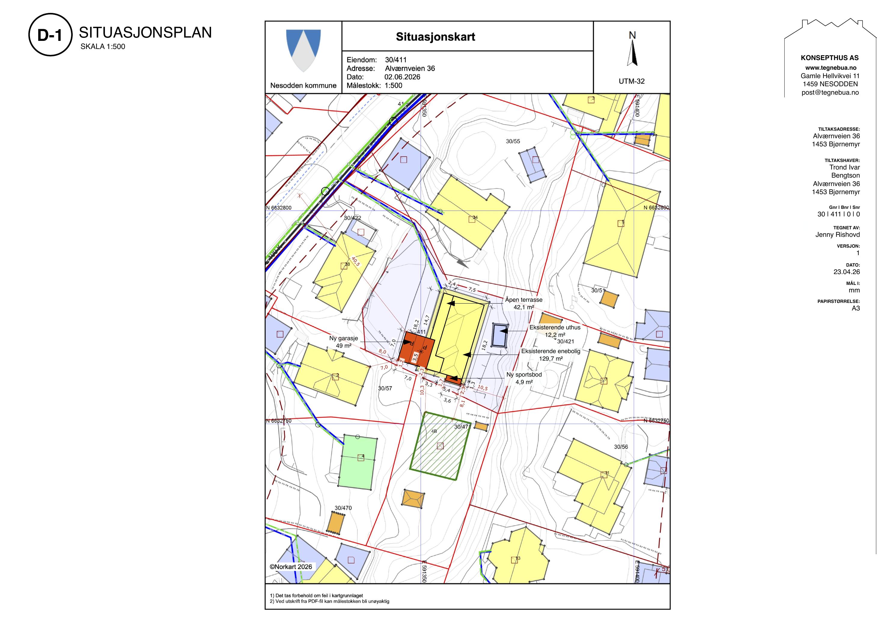D-1 Situasjonsplan – Alværnveien