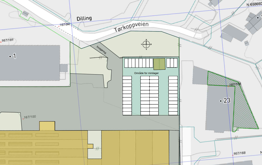 Situasjonsplan for minilageranlegg i Larkollveien